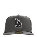 Dark graphite baseball cap with large white-outlined LA logo on front panel