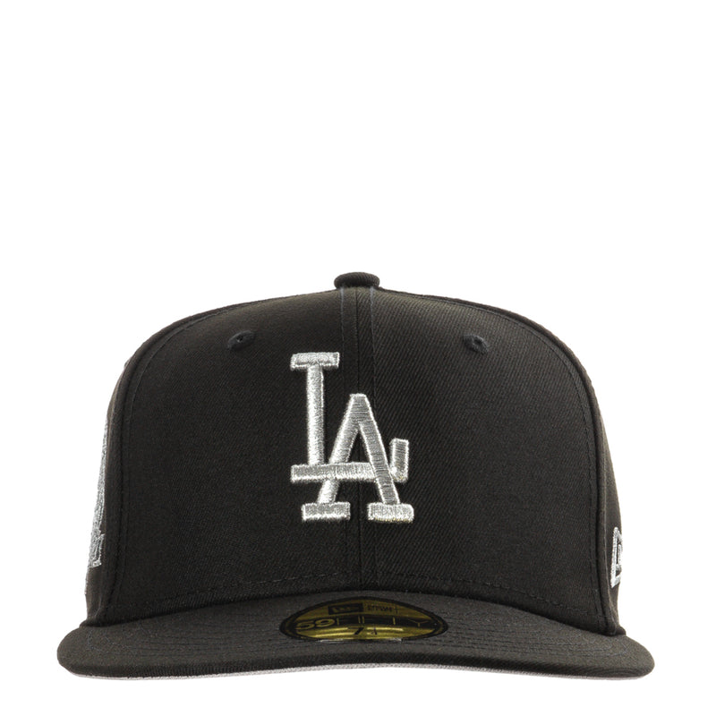 Black 5950 baseball cap with raised LA logo patch
