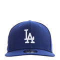 Royal blue baseball cap with white LA logo patch on front