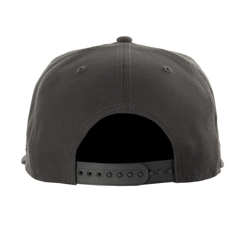 Dark graphite baseball cap with open back and adjustable strap
