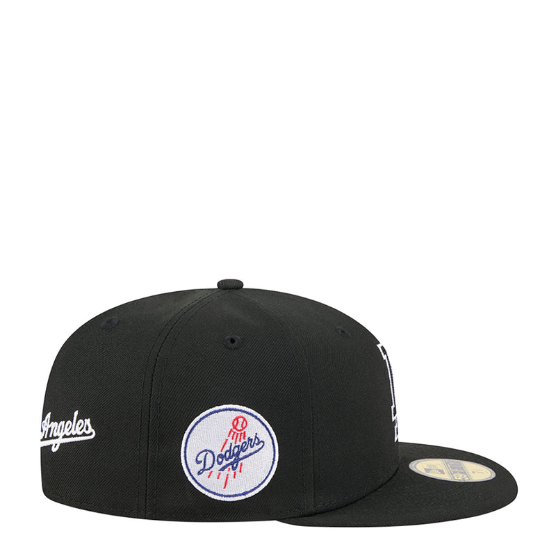 Black baseball cap with Dodgers circular logo patch and white side script