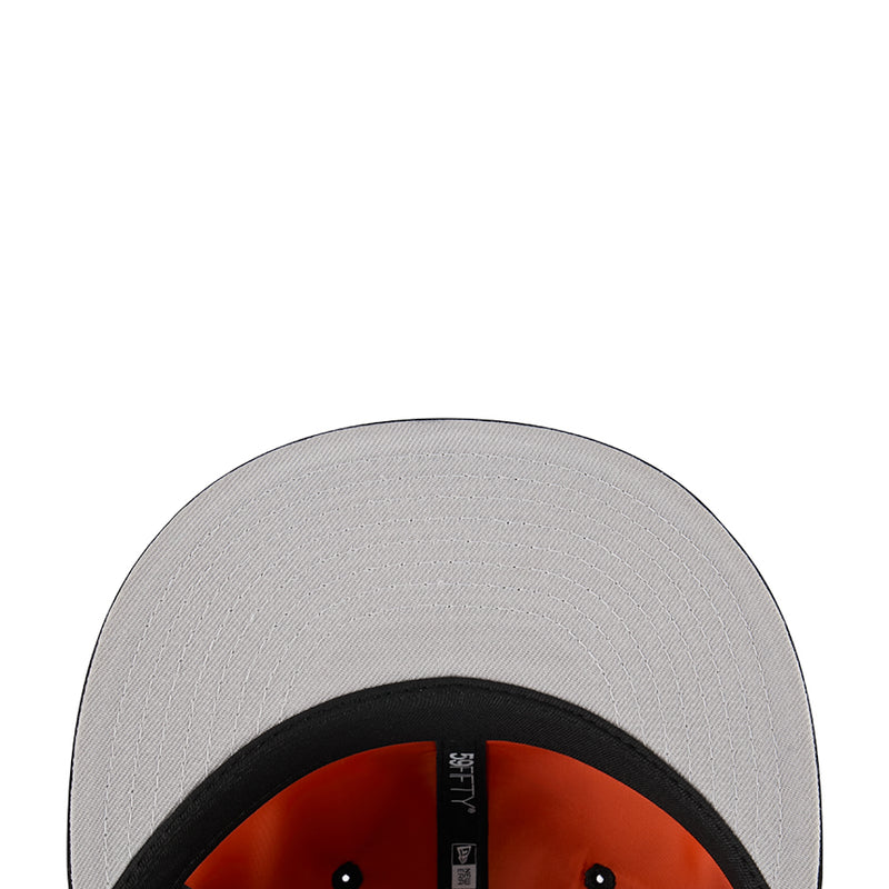 Light gray/white baseball cap with black inner band and red underside