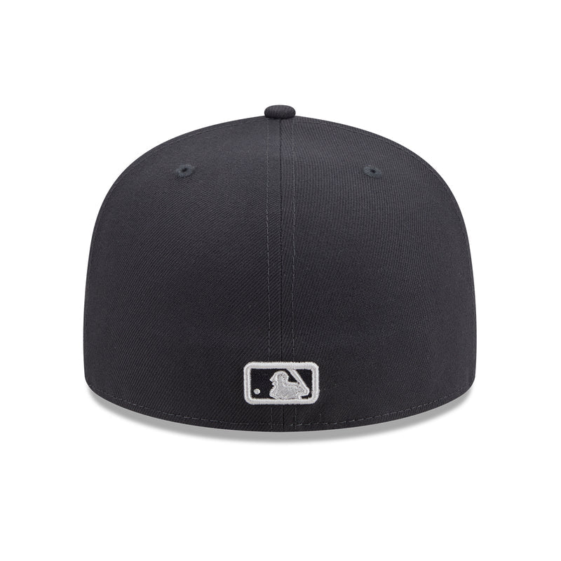 Dark baseball cap front view with small New Era logo patch