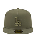 Olive A-Frame baseball cap with LA logo on the front