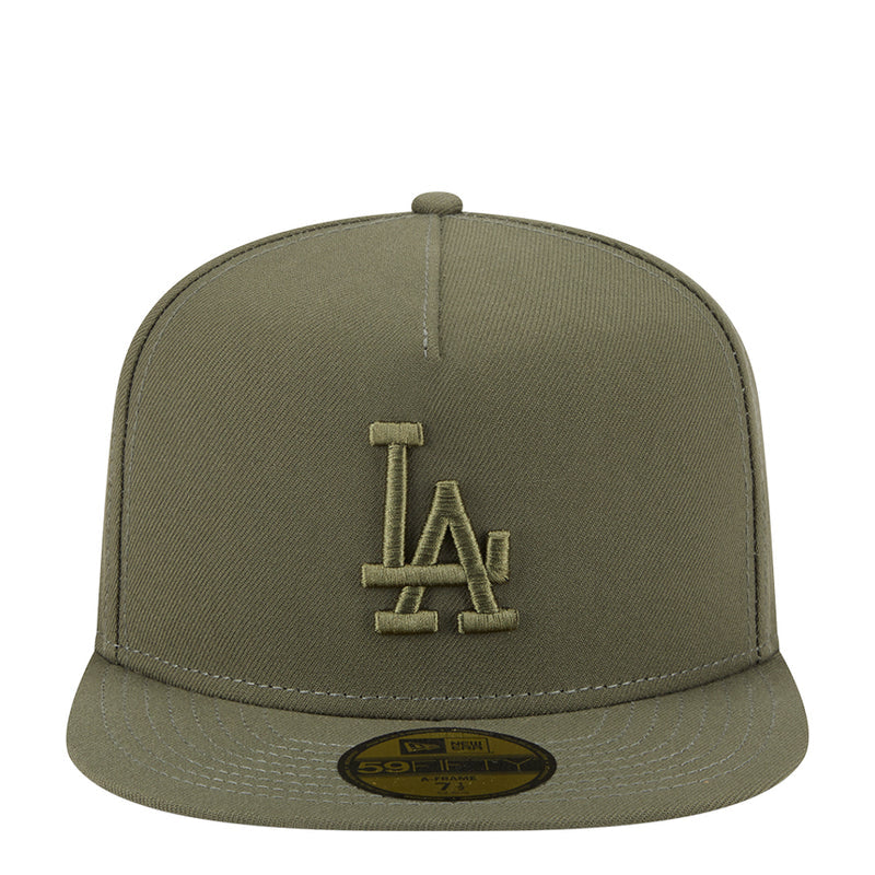 Olive A-Frame baseball cap with LA logo on the front