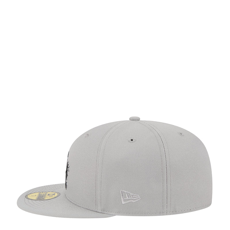 Grey baseball cap with LA embroidered logo on side and flat brim