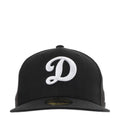 Black baseball cap with white D logo front panel