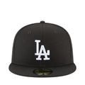 Black baseball cap with large white LA logo on front panels