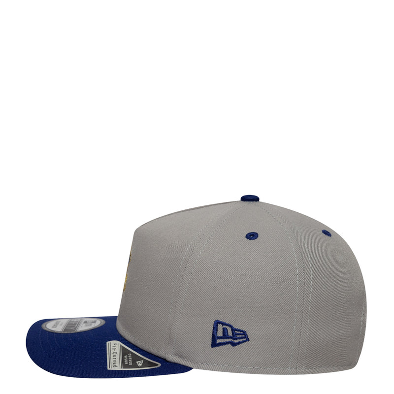 Two-tone grey and blue baseball cap with New Era flag logo