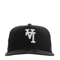 Black baseball cap with white upside-down monogram logo