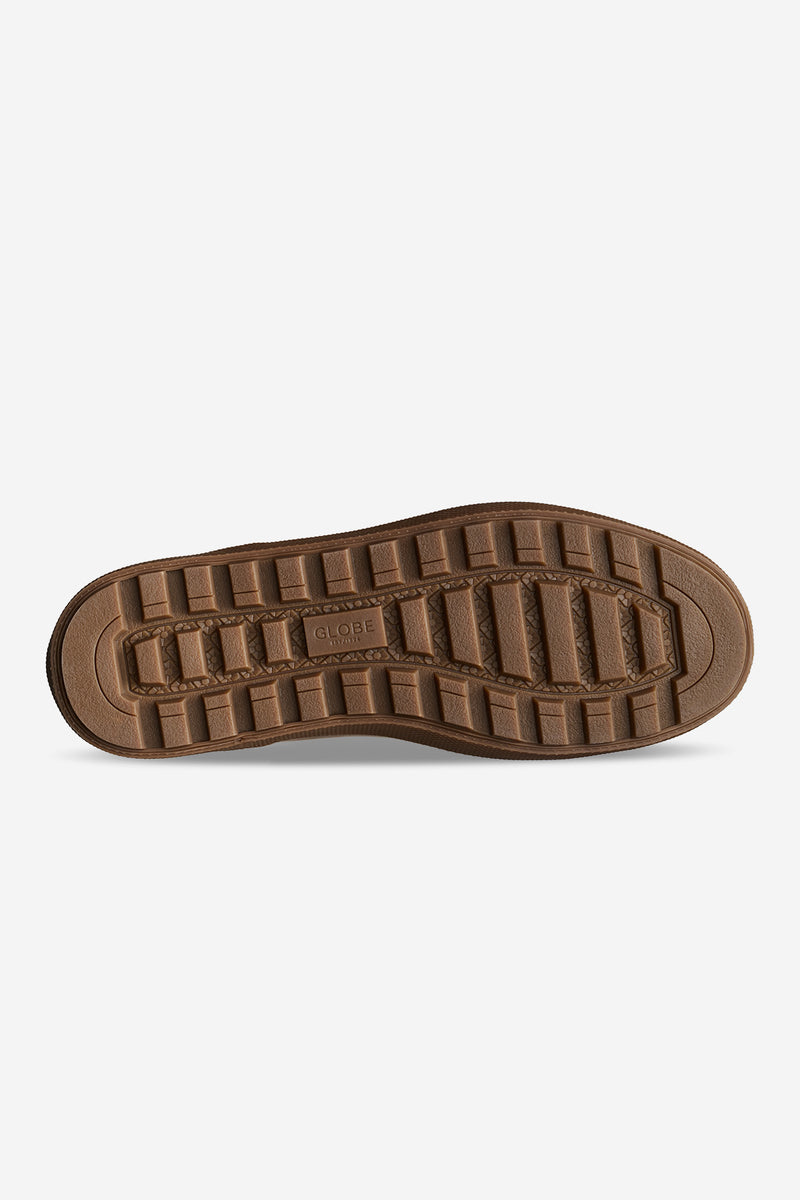 Bottom view of the Dover II Trek rugged brown outsole with deep tread