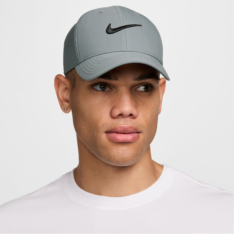 Nike Dri-FIT smoke grey structured strapback cap worn by model