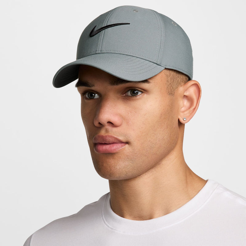 Nike Dri-FIT smoke grey structured cap with black Swoosh on the side