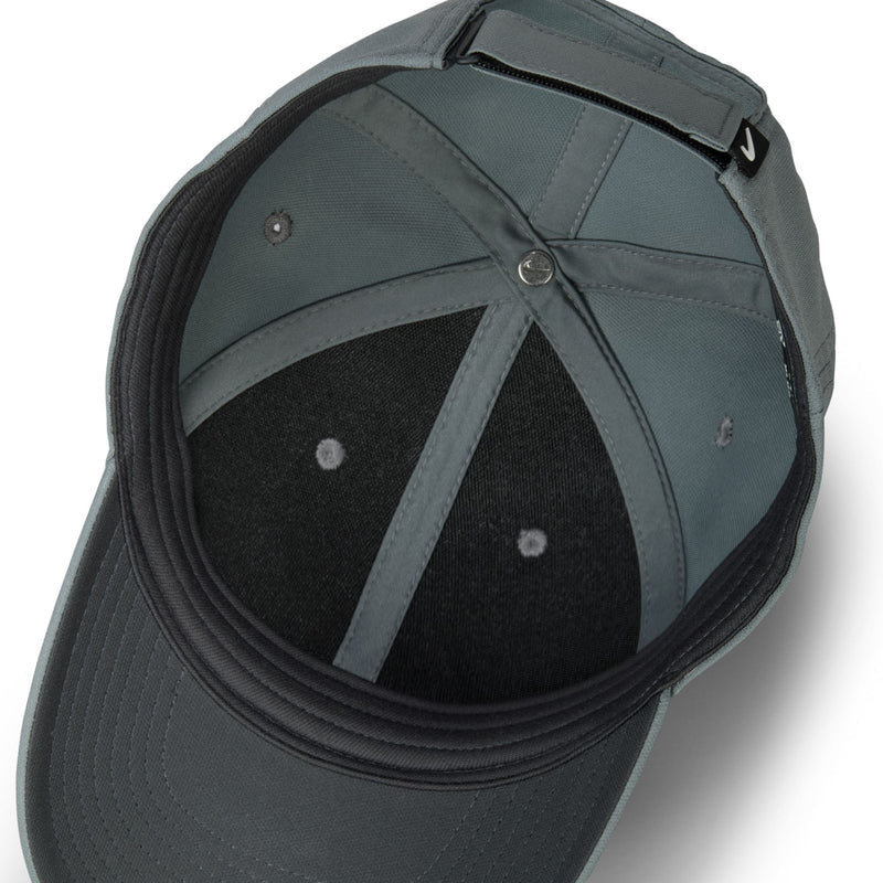 Nike Dri-FIT smoke grey strapback cap interior with contrast mesh panels
