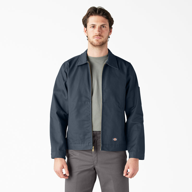Men's Eisenhower jacket, airforce blue, gold zipper, chest logo patch