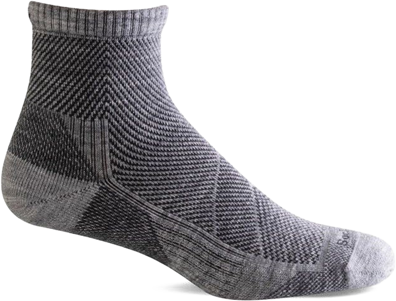 Quarter turn view Men's Sockwell Sock style name Elevate Quarter in color Light Grey. Sku: SW84M-800