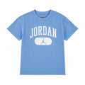 Youth blue graphic tee with Jordan lettering and jumpman oval print