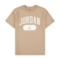 Youth tan wash tee with JORDAN graphic and jumpman logo on front