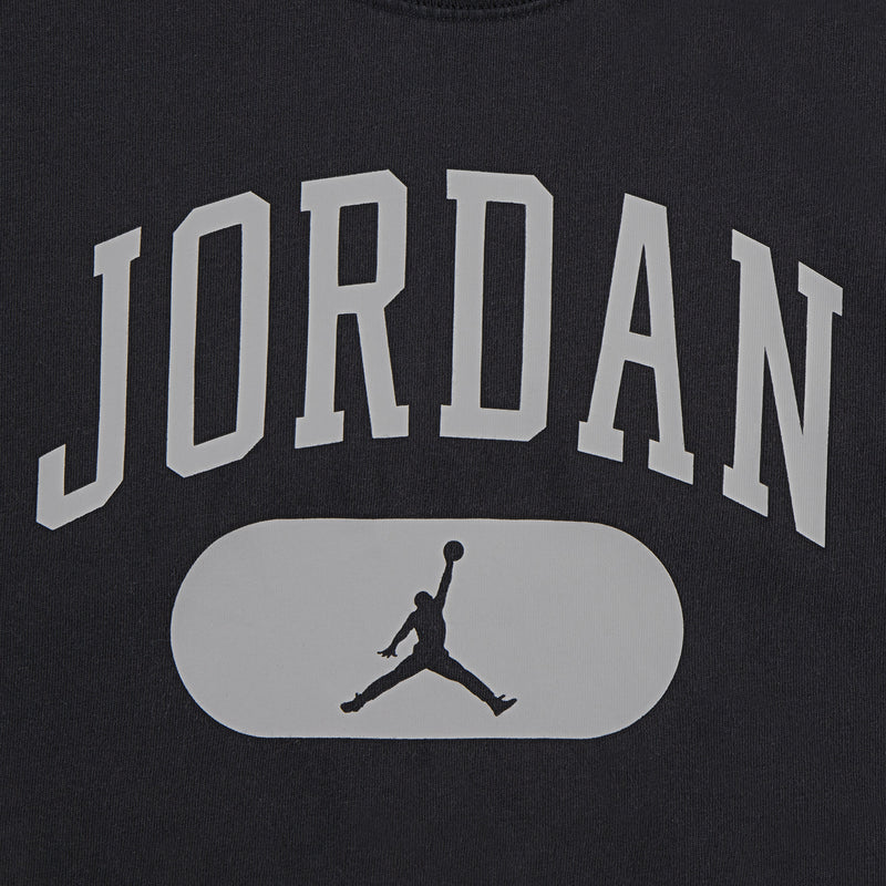 Youth Jordan graphic wash tee close-up: Jordan lettering with Jumpman on gray oval.