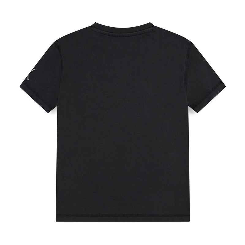 Youth Jordan wash tee back view, plain dark black crewneck.