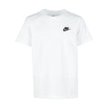 Youth white short-sleeve T-shirt with small Nike logo embroidery at chest
