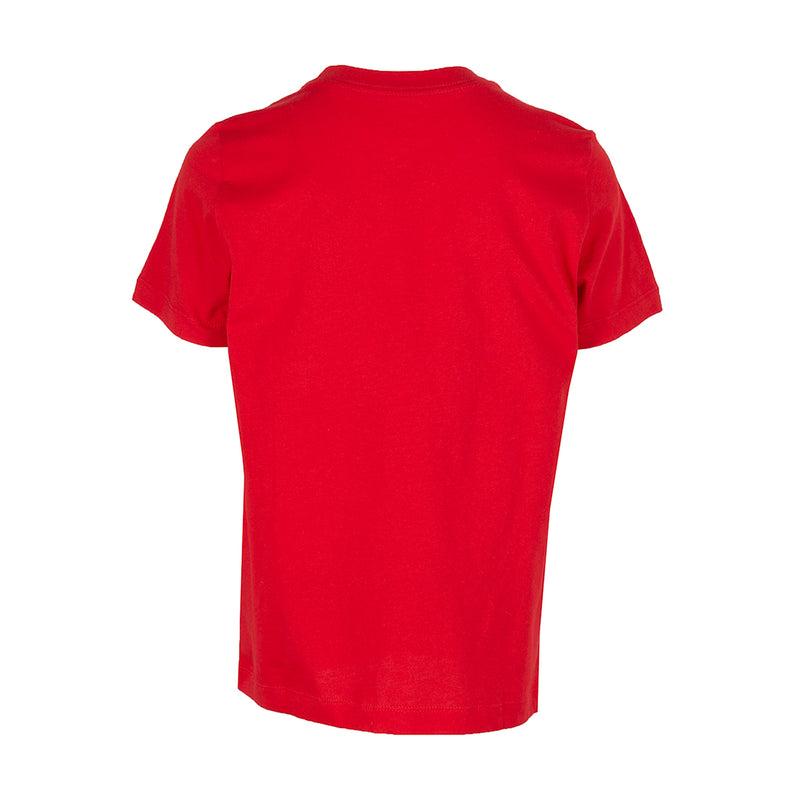Youth red crewneck T-shirt, plain back view