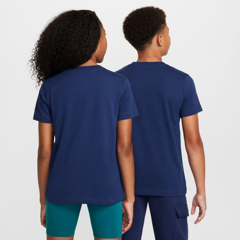 Youth navy tee backs with crew neck and short sleeves
