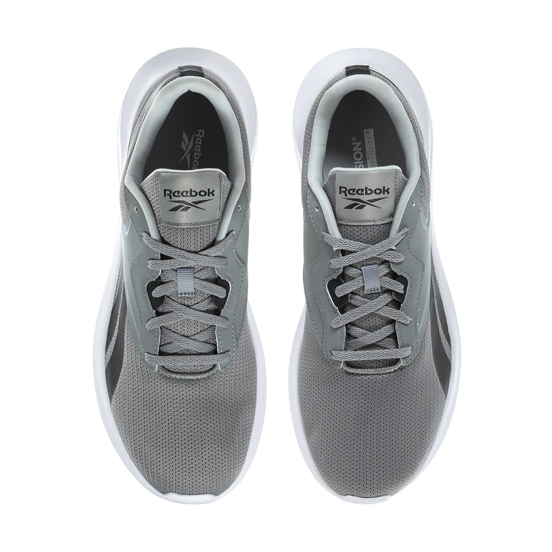 Men's grey lace-up sneakers with mesh upper and Reebok branding inside