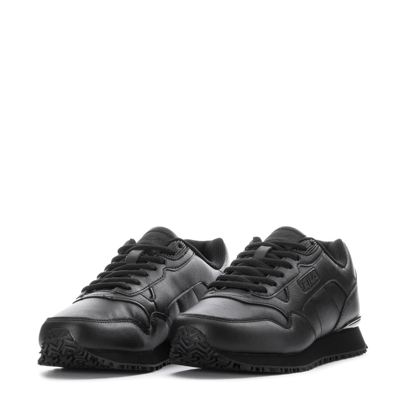 Black women's low-top sneakers with lace-up front and quilted side panels