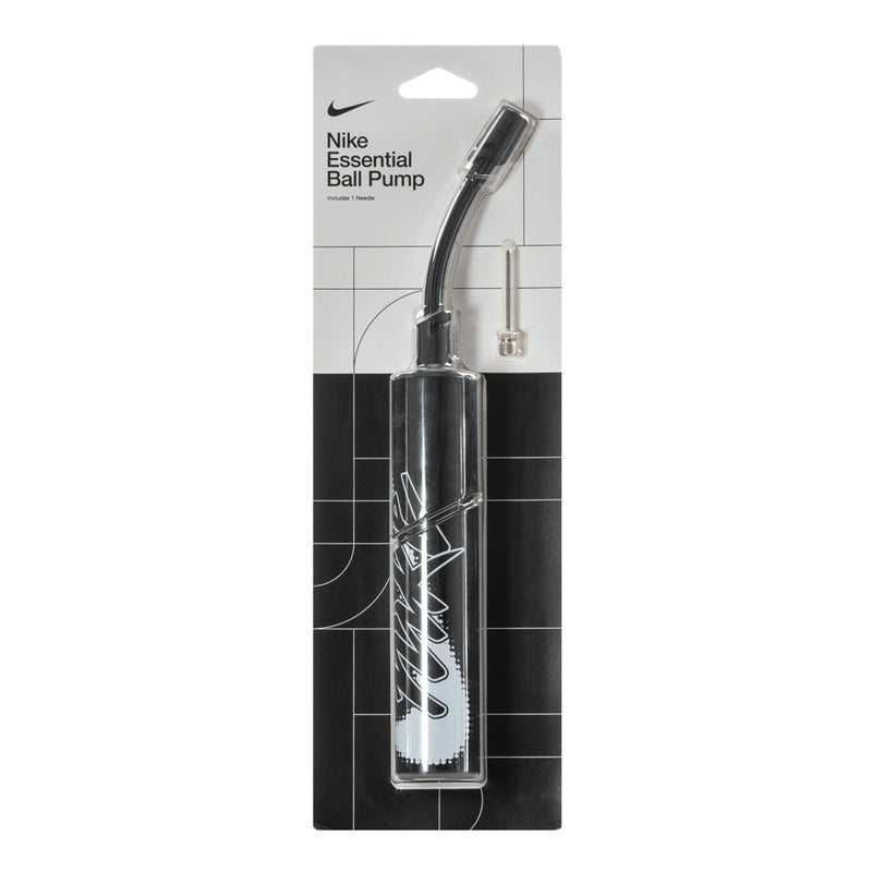 Nike Essential ball pump, black curved nozzle in blister packaging