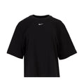 Women's black boxy T-shirt with Nike swoosh at center chest