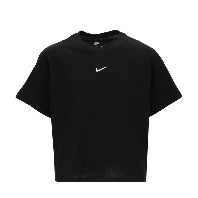 Youth black boxy T-shirt with Nike swoosh on chest