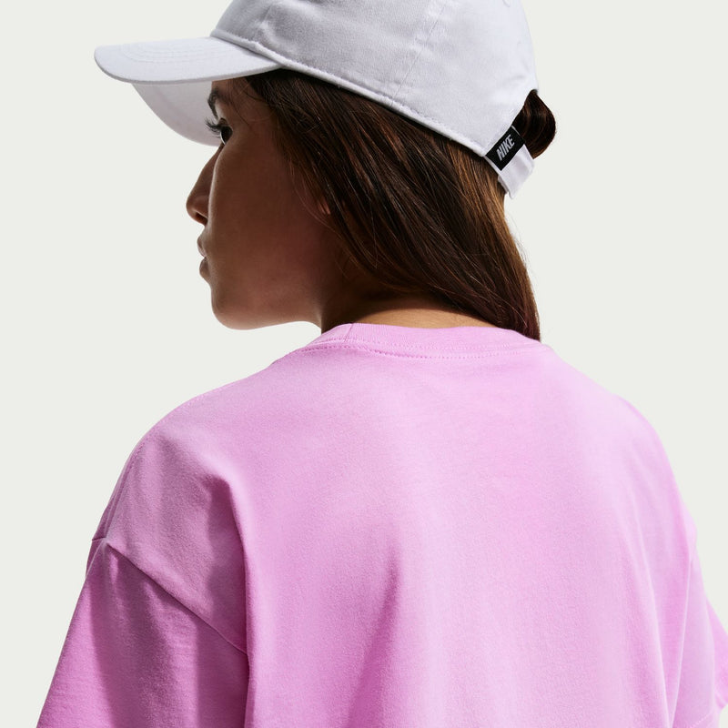 Youth boxy T-shirt in light magenta, back shoulder seam detail