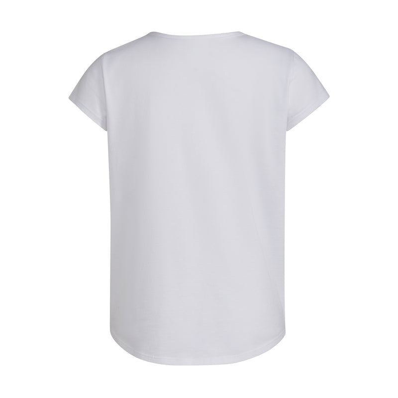 White youth crew-neck T-shirt back view, plain.