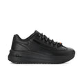 Women's black lace-up sneaker with perforated upper and thick platform sole