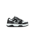 Kids' black-and-white low-top sneakers with star logo, lace-up, chunky sole