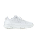 Women's white low-top sneakers, lace-up with perforated toe and padded collar