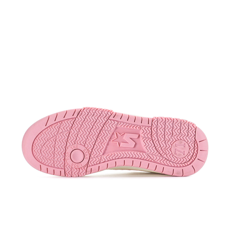 Pink and white rubber outsole with star tread detail