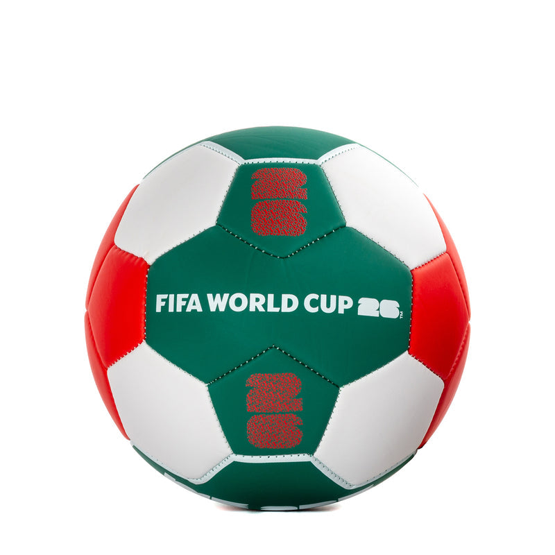 Mexico soccer ball with green panel and 'FIFA WORLD CUP 26' print, white and red panels