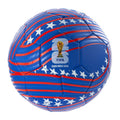 FIFA World Cup 2026 USA soccer ball, blue-red striped with star graphics and FIFA emblem