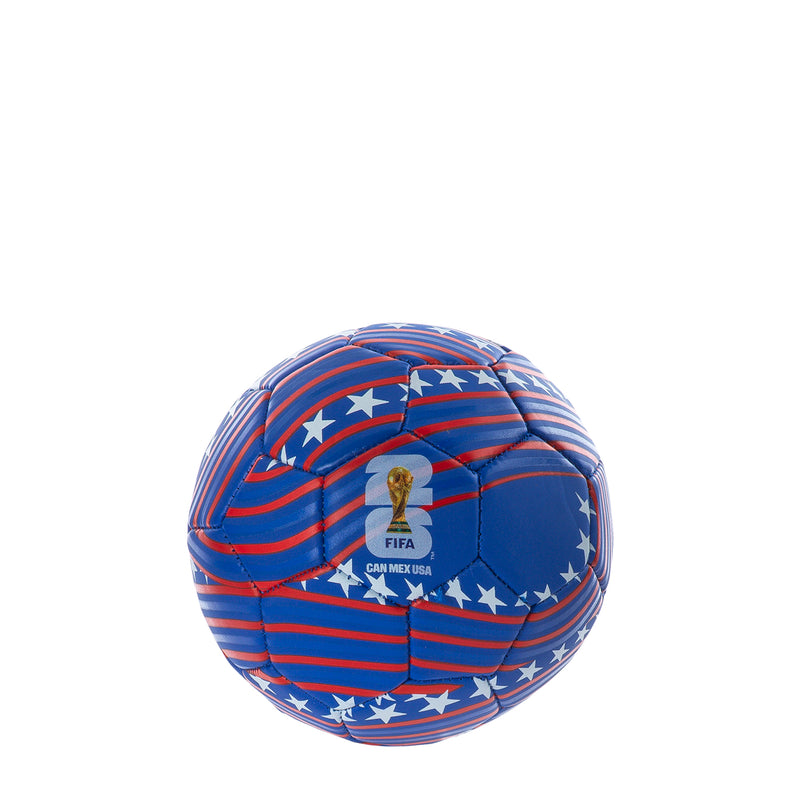 Blue, red and white mini soccer ball with star and stripe FIFA logo panel.