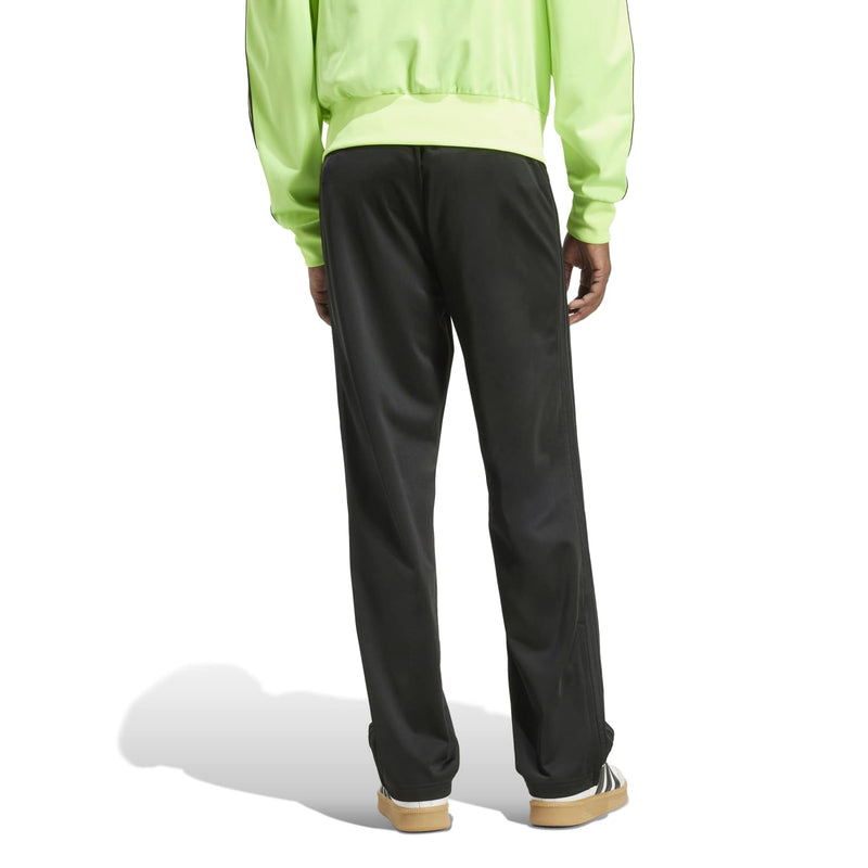 Men's black track pant with elastic cuffs and tapered leg opening.