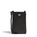 Black flat crossbody bag with drawstring closure and Adidas trefoil logo