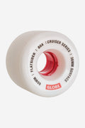 Flatsider 60mm cruiser wheel in white with red inner hub and Globe logo