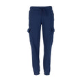 Youth navy fleece cargo pants with drawstring waist and side cargo pockets
