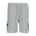 Youth heather grey fleece cargo shorts with drawstring waist and side cargo pockets