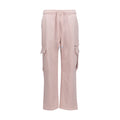 Women's fleece cargo sweatpants, sepia rose, elastic waist with drawstring, front cargo pockets