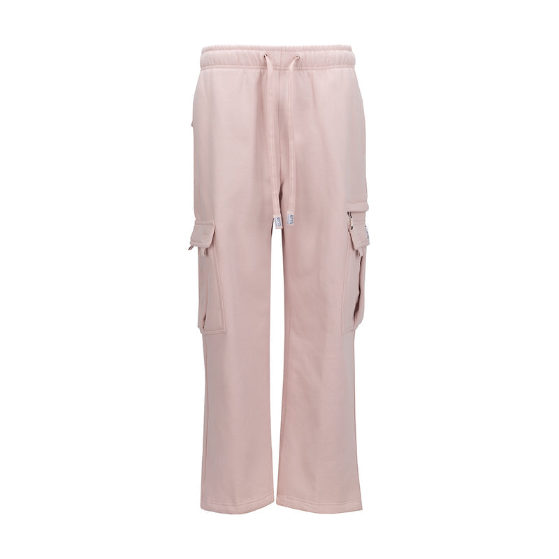 Women's fleece cargo sweatpants, sepia rose, elastic waist with drawstring, front cargo pockets