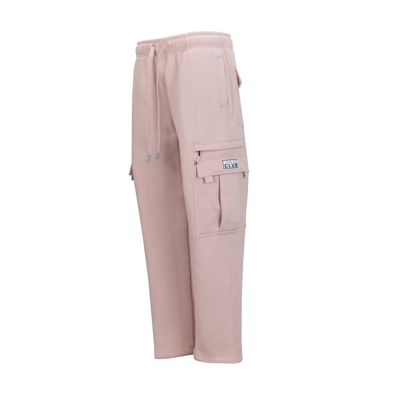 Women's fleece cargo sweatpants, sepia rose, back CLUB patch and flap cargo pockets