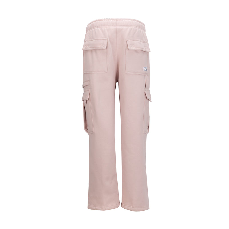 Women's fleece cargo sweatpants, sepia rose, two back flap pockets and elastic waistband